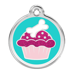 Cupcake Glitter Dog ID Tag - Medium