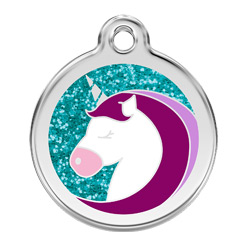 Unicorn Glitter Dog ID Tag - Medium