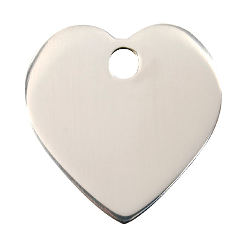 Plain Stainless Steel Dog Tag - Medium Heart