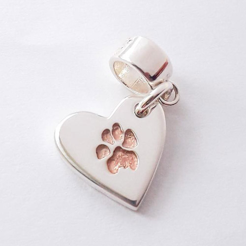 Your Dog's Paw Print Charm on Bead