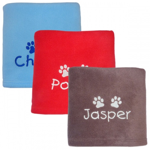 Fleece Dog Blanket Embroidered with Pet's Name UK D for Dog