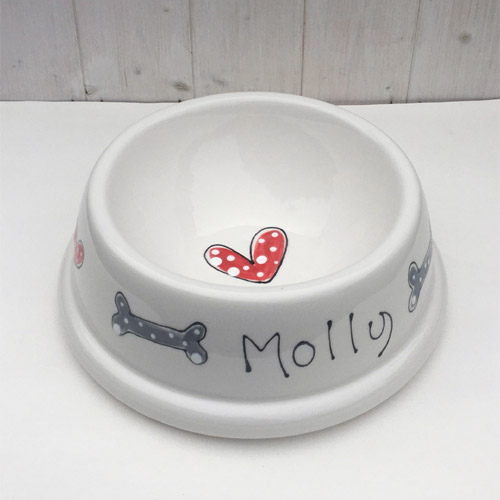 Personalised Hearts & Bones Dog Bowl