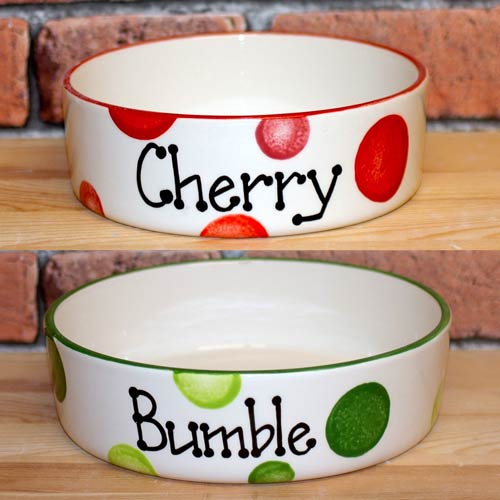 Personalised Dog Bowls - Dotty Straight