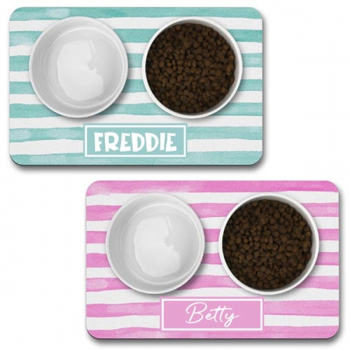 Personalised Dog Bowl Mat - Stripe