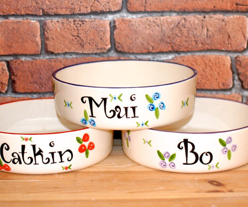 Personalised Dog Bowl - Roses Straight