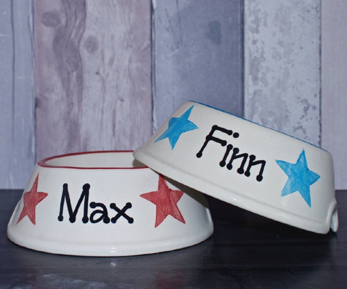 Personalised Dog Bowl - Stars Slanted