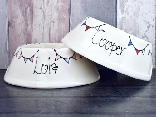 Personalised Dog Bowls - Bunting