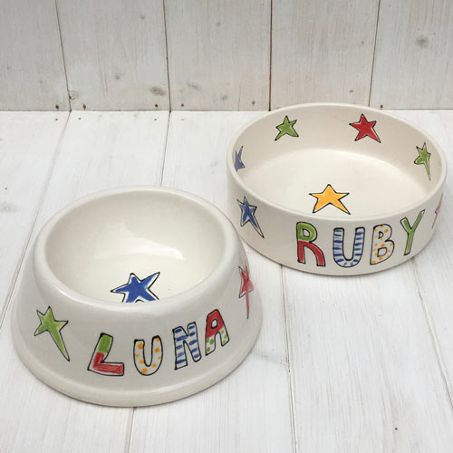 Personalised Funky Stars Dog Bowl