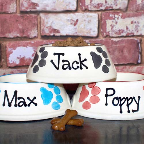 Personalised Dog Bowls - Paw Prints Slanted