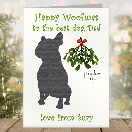 Personalised Best Dog Mum Dad Christmas Card