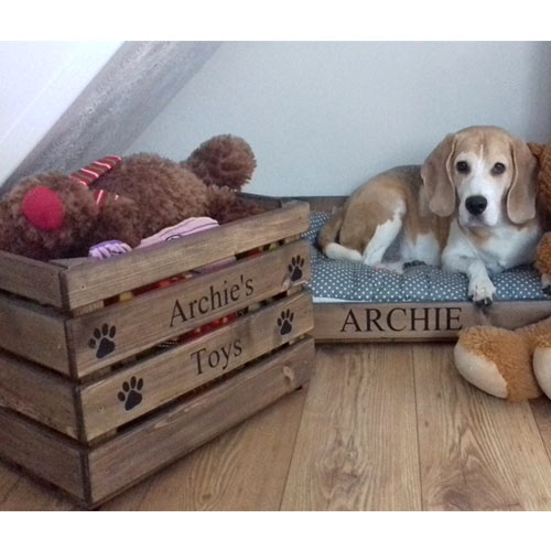 Personalised Wooden Dog Toy Box