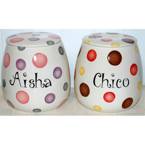 Personalised Ceramic Dog Treat Jar - Dotty