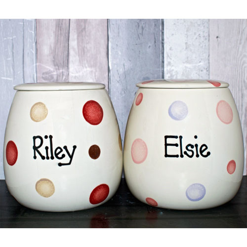 Personalised Ceramic Dog Treat Jar - Dotty