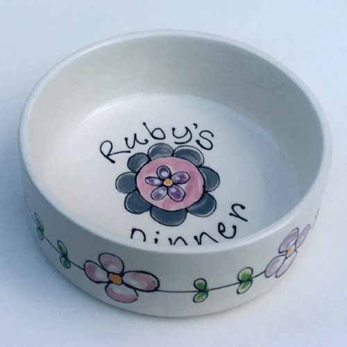 Personalised Flower Design Dog Bowl