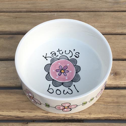 Personalised Flower Design Dog Bowl