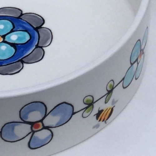 Personalised Flower Design Dog Bowl