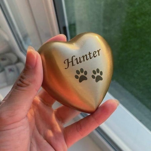 Personalised Keepsake Heart Pet Urn - Brass