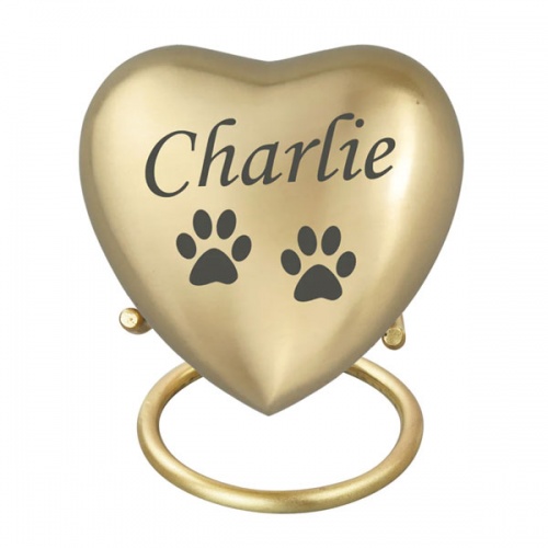 Personalised Keepsake Heart Pet Urn - Brass