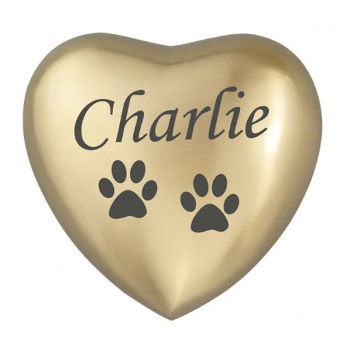 Personalised Keepsake Heart Pet Urn - Brass