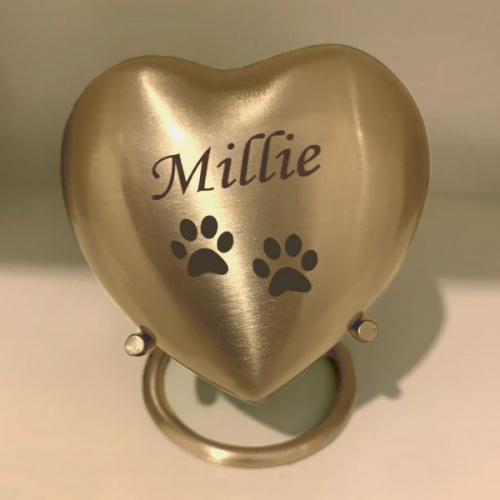 Personalised Keepsake Heart Pet Urn - Brass