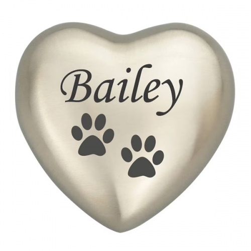 Personalised Keepsake Heart Pet Urn - Pewter