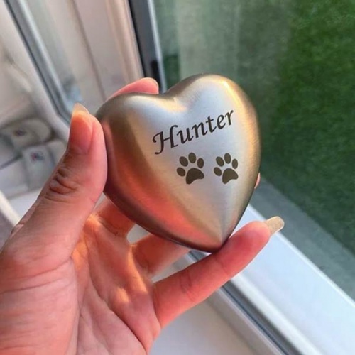 Personalised Keepsake Heart Pet Urn - Pewter