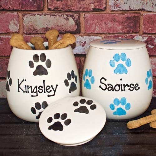 Personalised Ceramic Dog Treat Jar - Paws