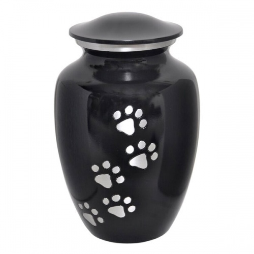 Paw Print Personalised Pet Urn - Black