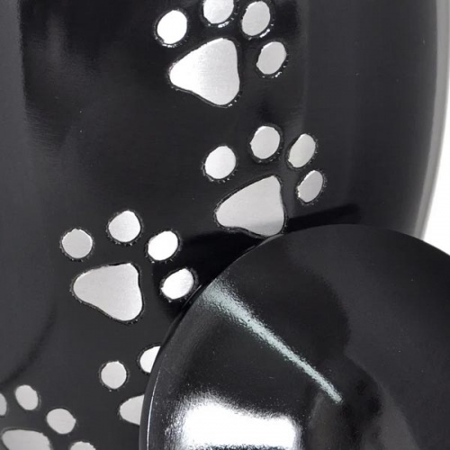 Paw Print Personalised Pet Urn - Black