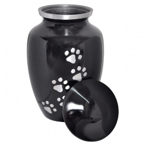 Paw Print Personalised Pet Urn - Black