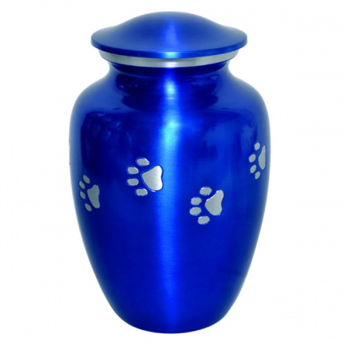 Paw Print Personalised Pet Urn - Blue