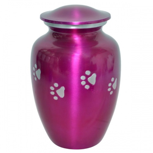 Paw Print Personalised Pet Urn - Pink