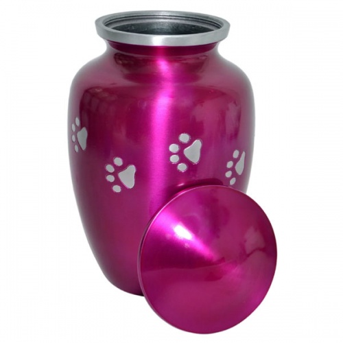 Paw Print Personalised Pet Urn - Pink