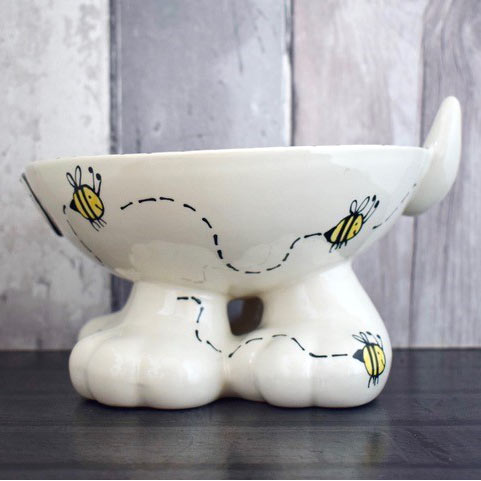 Personalised Dog Bowl On Feet - Bumble Bee