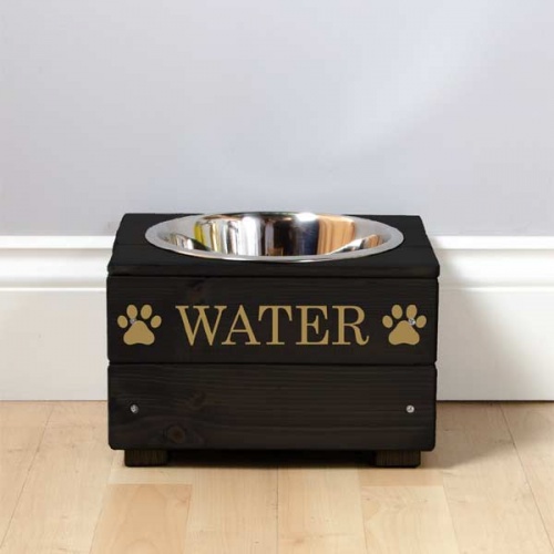 Raised Personalised Wooden Dog Bowl Single Feeder D for Dog