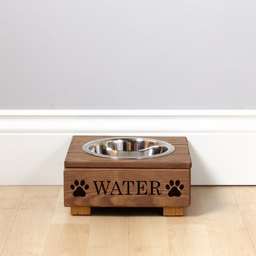 Personalised Wooden Single Dog Bowl Feeder