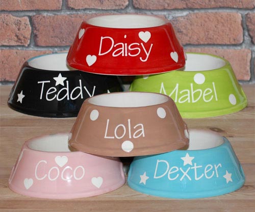 Personalised Dog Bowls - Polka Slanted