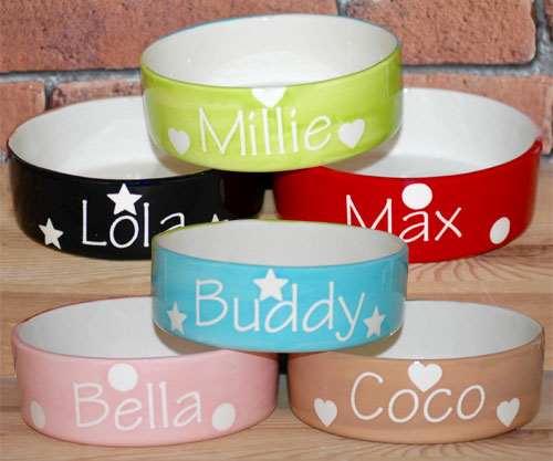 Personalised Dog Bowls - Polka Straight