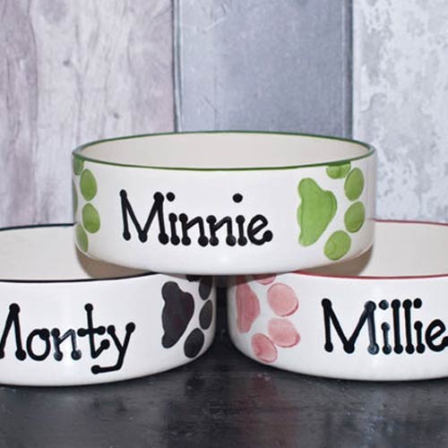 Personalised Dog Bowls - Paw Prints Straight