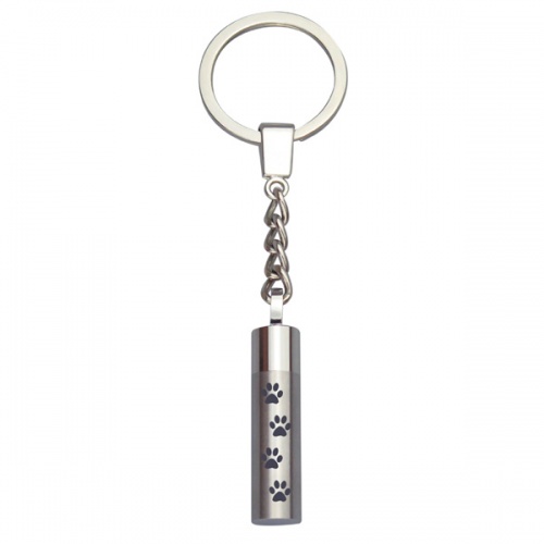 Pet Ashes Keyring - Paw Prints Cylinder