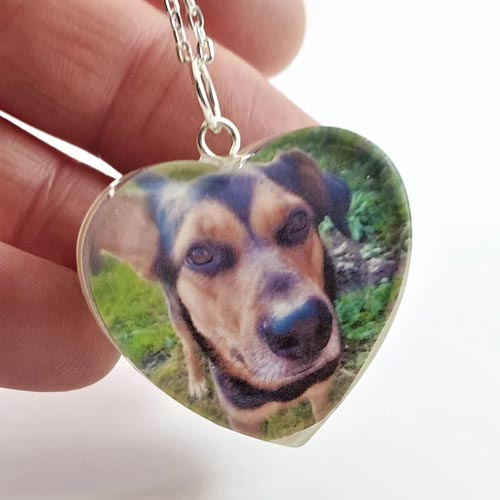 Pet Loss Photo & Fur Heart Necklace