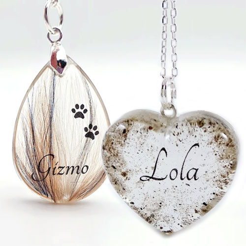 Pet Fur or Ashes Memorial Necklace