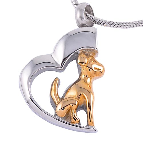 Heart & Dog Ashes Urn Pendant