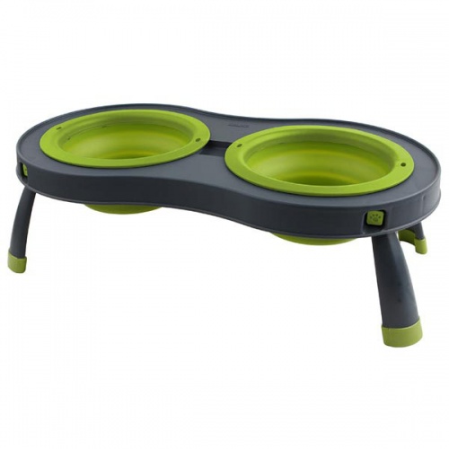 Collapsible Raised Dog Bowls - Double