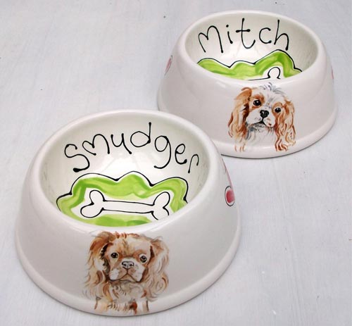 Portrait Personalised Spaniel Bowls