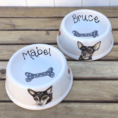 Portrait Personalised Spaniel Bowls