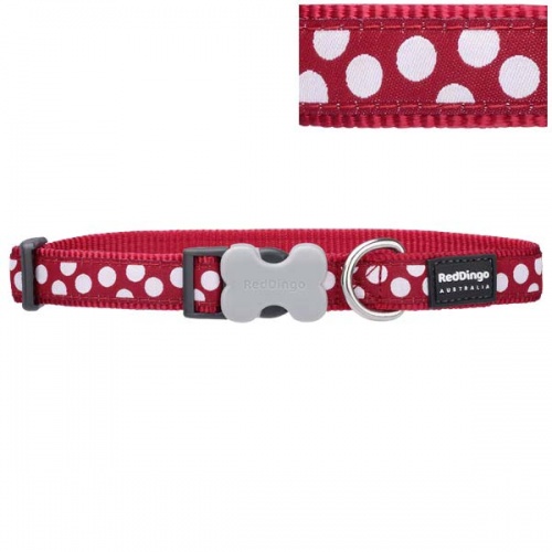 Red and white polka dot dog collar hotsell