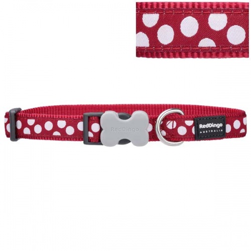 Red Dingo Dog Collar White Spot Red