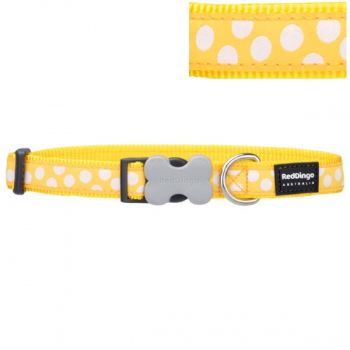 Red Dingo Dog Collar White Spots on Yellow