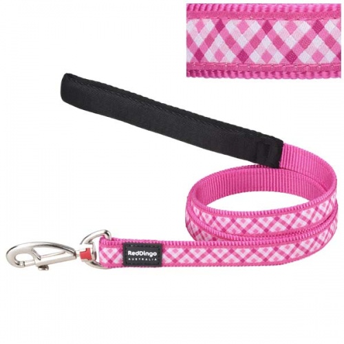 Red Dingo Pink Gingham Dog Lead